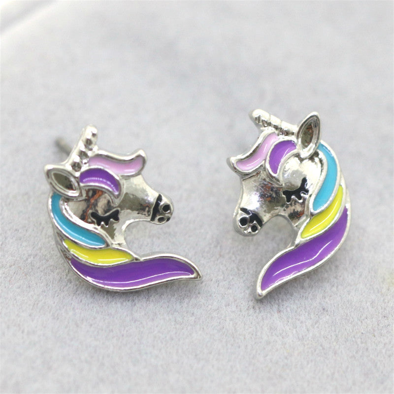 Unicorn earrings pendant necklace set