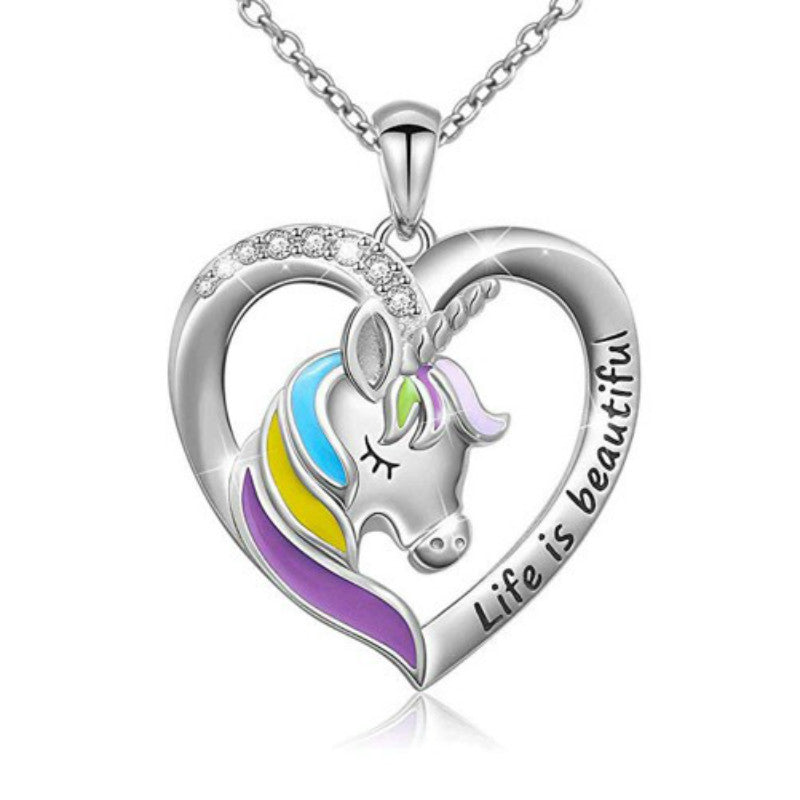 Unicorn earrings pendant necklace set