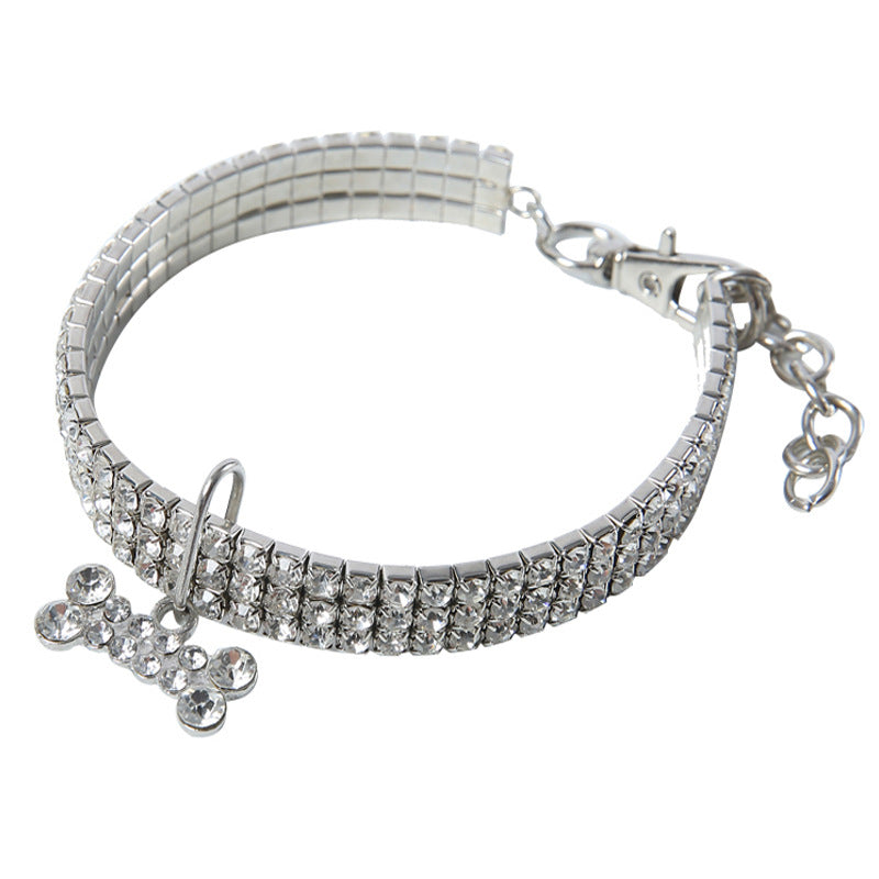 Rhinestone Elastic Pet Necklace