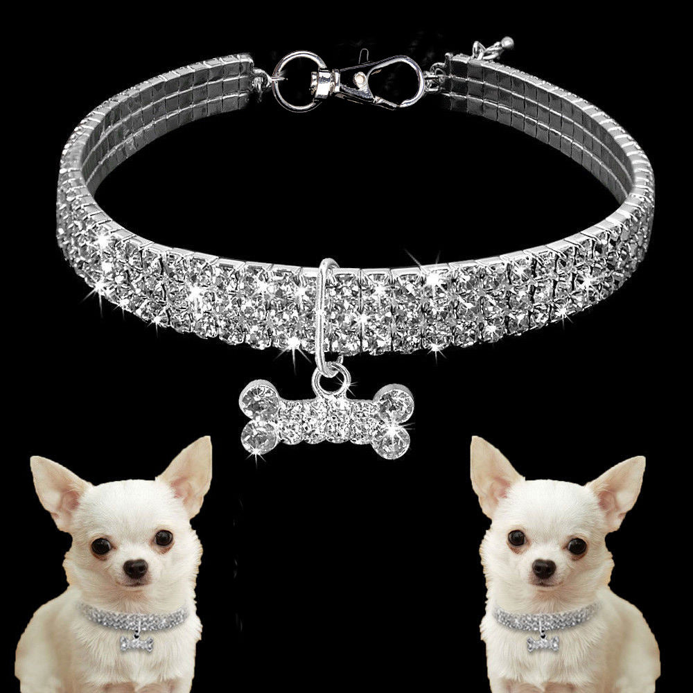 Rhinestone Elastic Pet Necklace