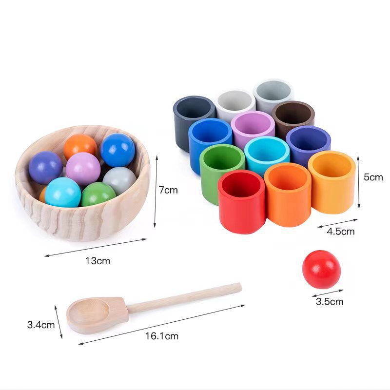 Wooden ball clip bead matching game