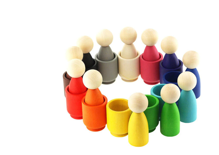 Wooden ball clip bead matching game