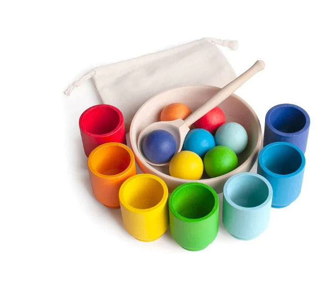 Wooden ball clip bead matching game