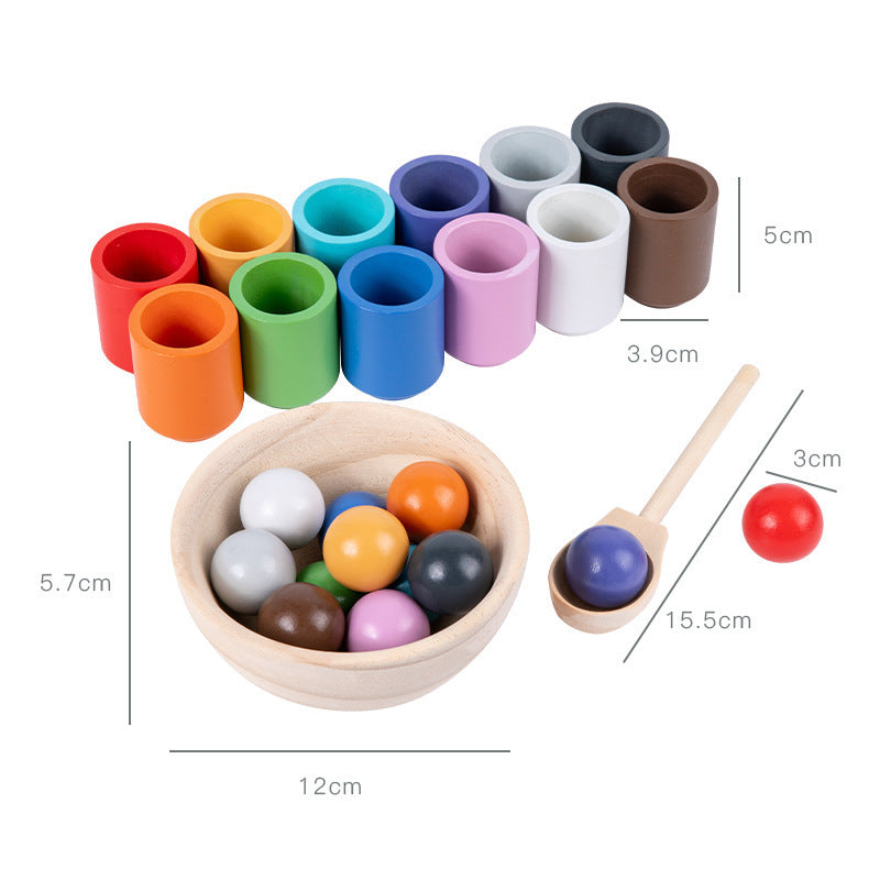 Wooden ball clip bead matching game