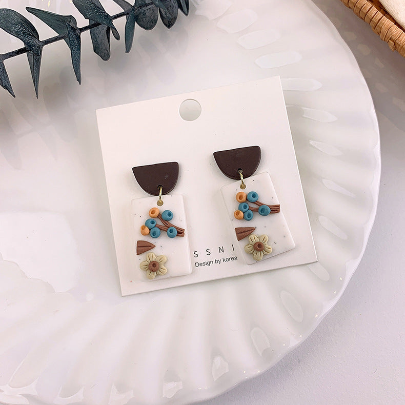 Polymer clay flower earrings
