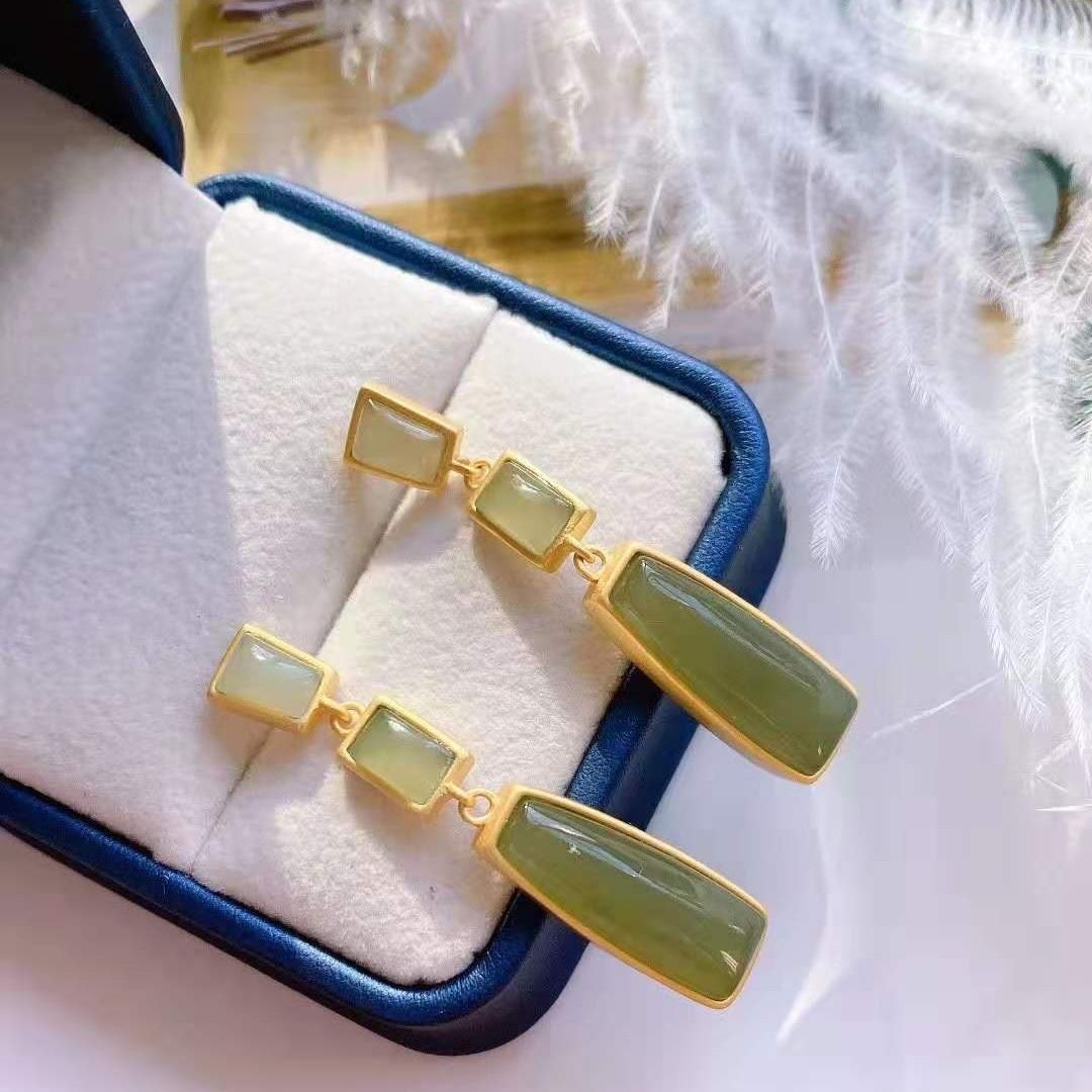 Sterling silver jade earrings