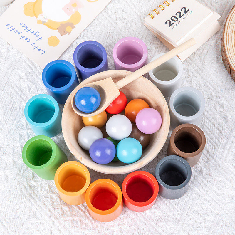 Wooden ball clip bead matching game