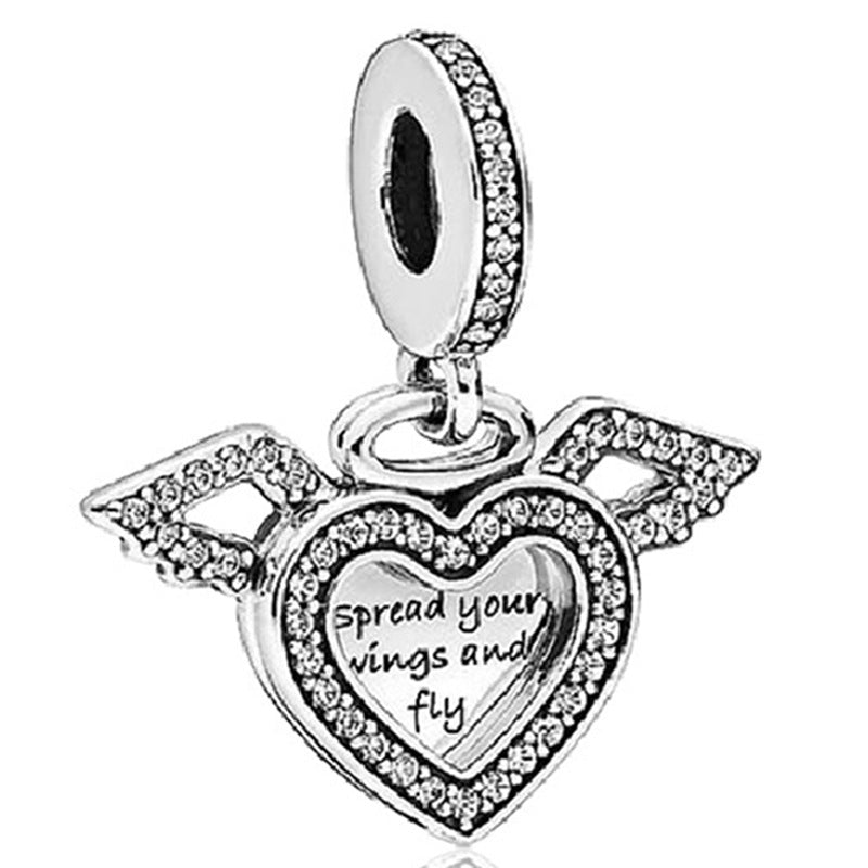Silver diamond heart pendant