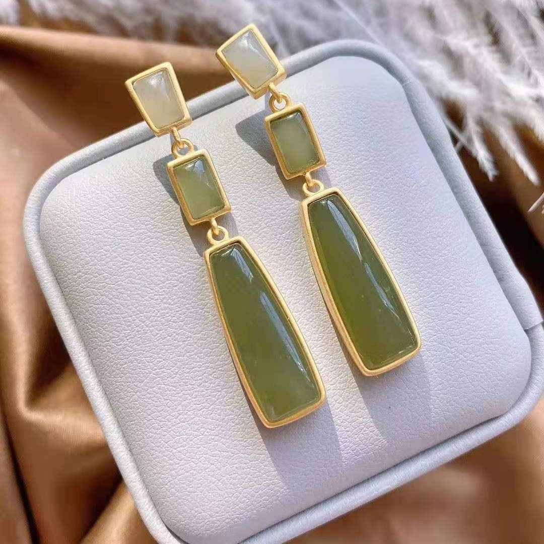 Sterling silver jade earrings