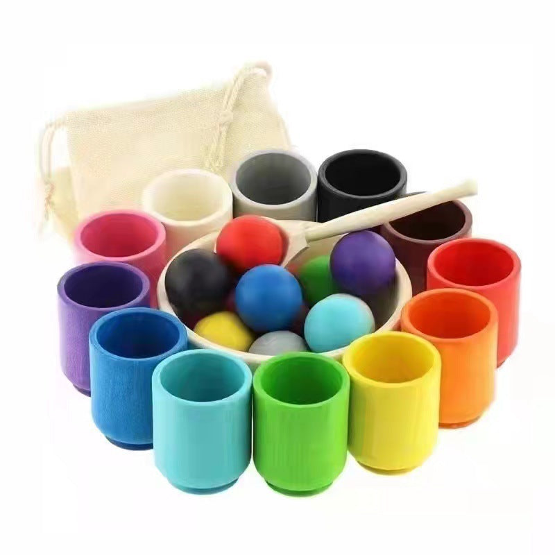 Wooden ball clip bead matching game