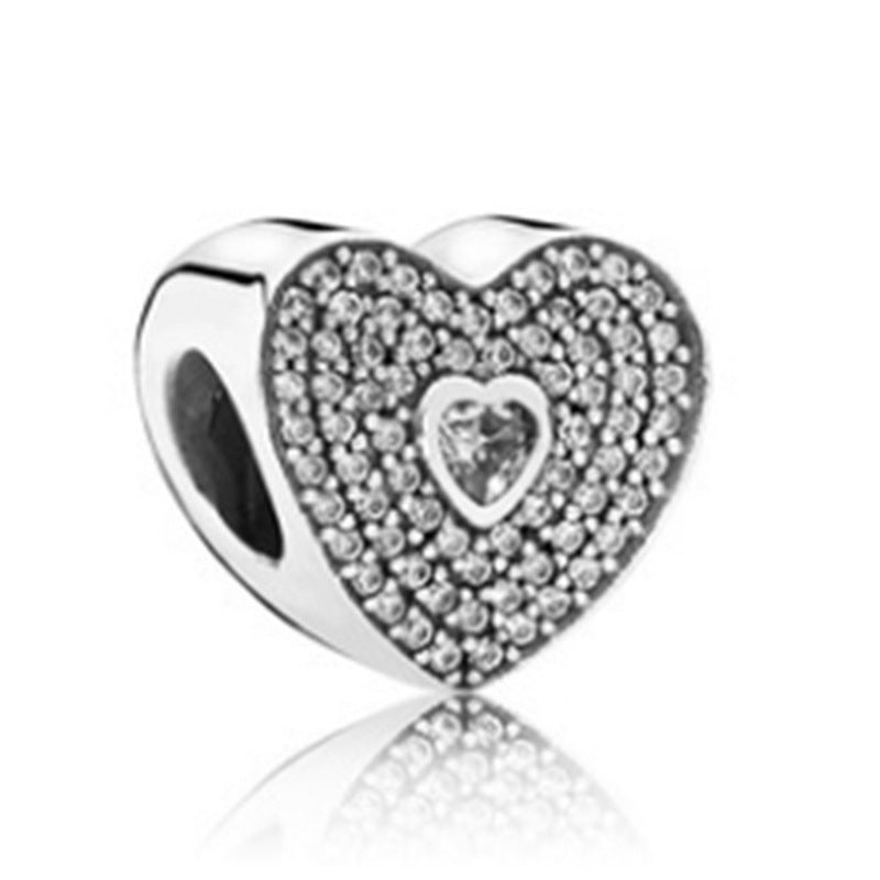 Silver diamond heart pendant