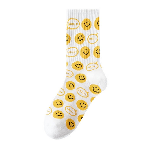 Smiley white long socks