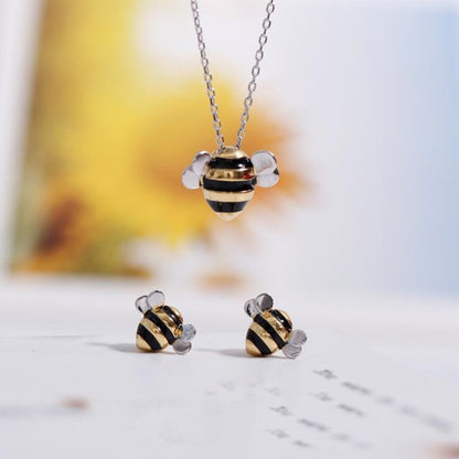 Sterling silver dripping bee earrings and necklace set