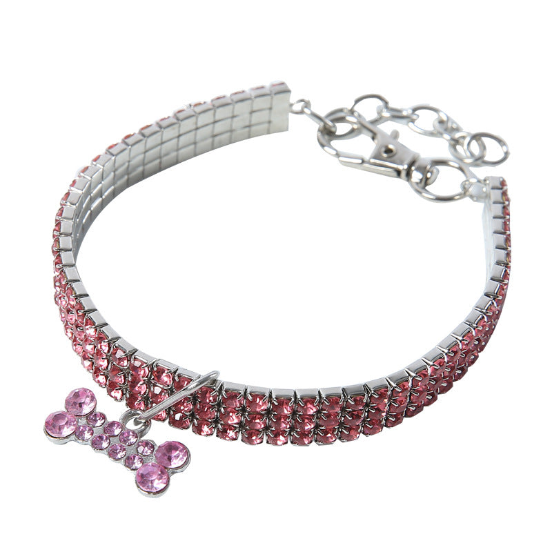 Rhinestone Elastic Pet Necklace