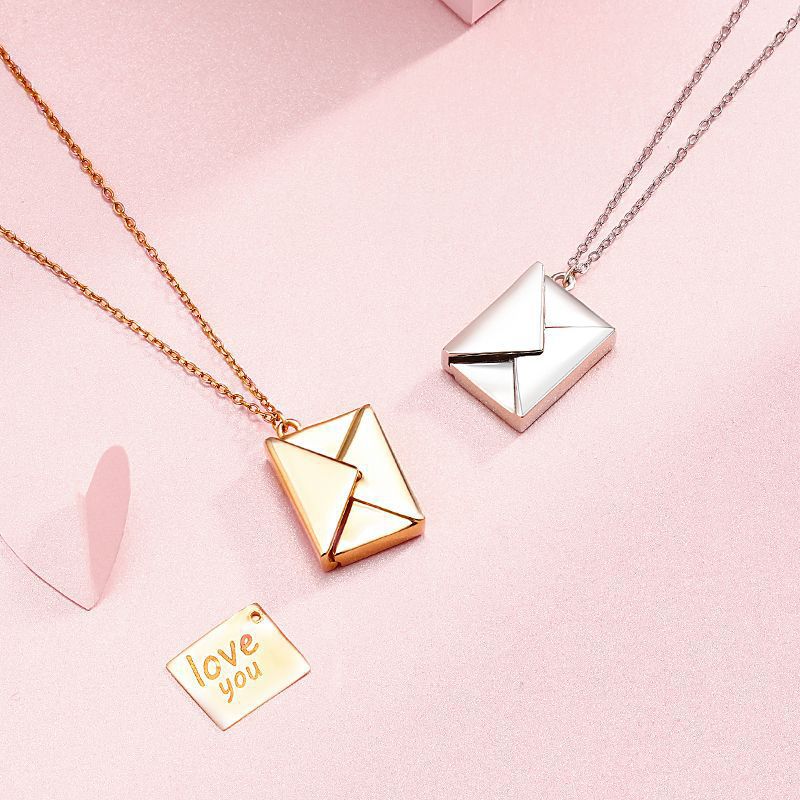 Sterling silver envelope necklace
