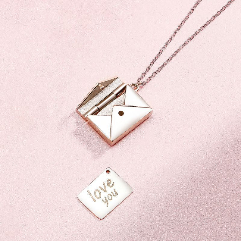 Sterling silver envelope necklace