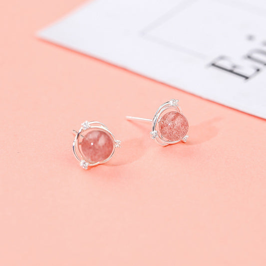 Silver strawberry crystal earrings