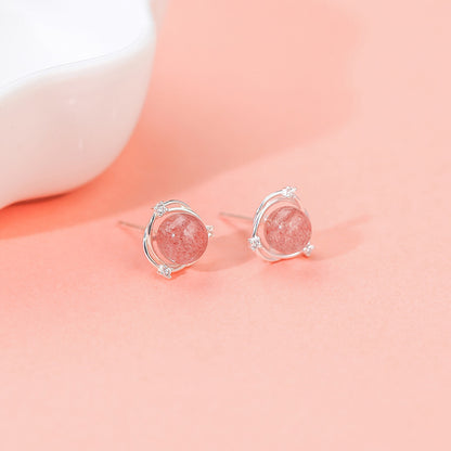 Silver strawberry crystal earrings