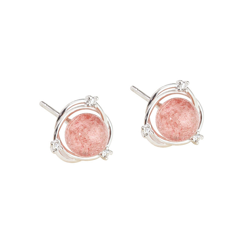 Silver strawberry crystal earrings