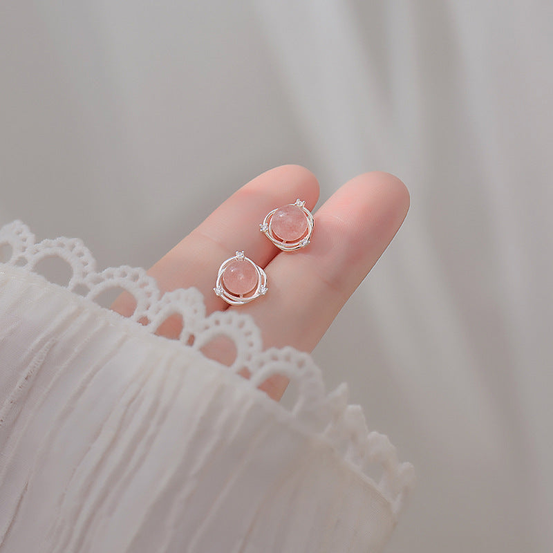 Silver strawberry crystal earrings