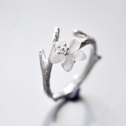Sterling silver cherry blossom ring