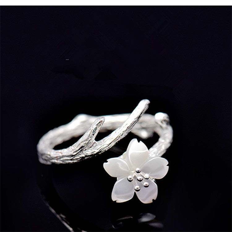 Sterling silver cherry blossom ring