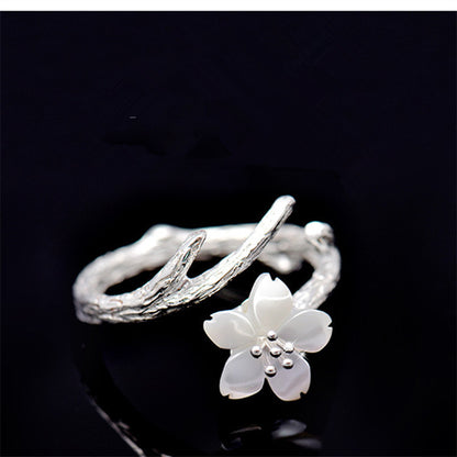 Sterling silver cherry blossom ring