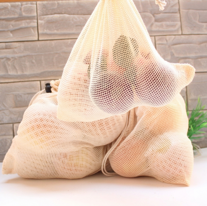 Premium Eco-Friendly Reusable Cotton Mesh Produce Bags (9-Pack)