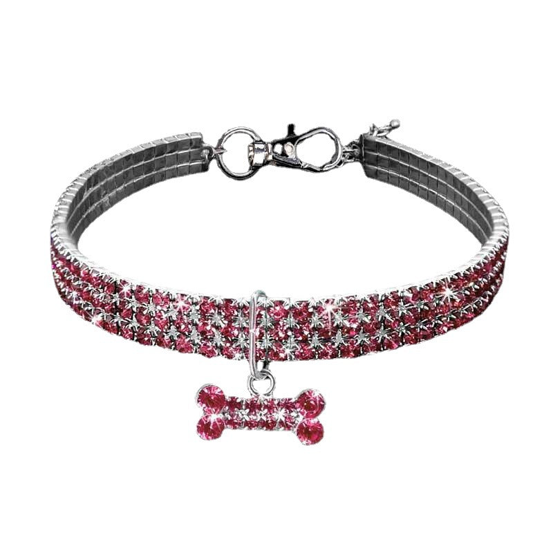 Rhinestone Elastic Pet Necklace