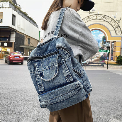 Denim Student Backpack Schoolbag