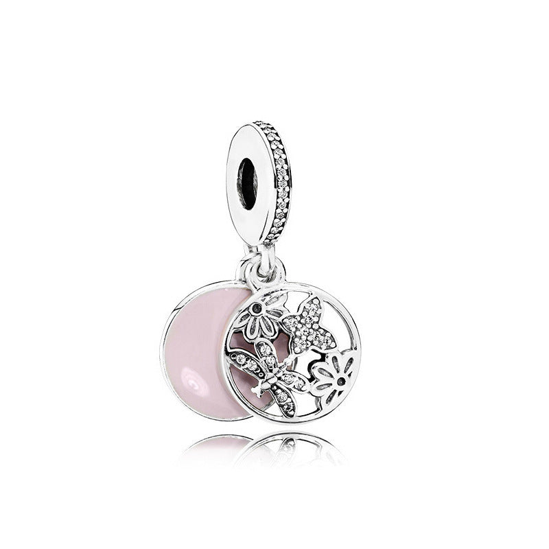 White copper love pink primrose pendant