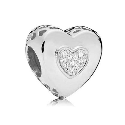 Silver diamond heart pendant