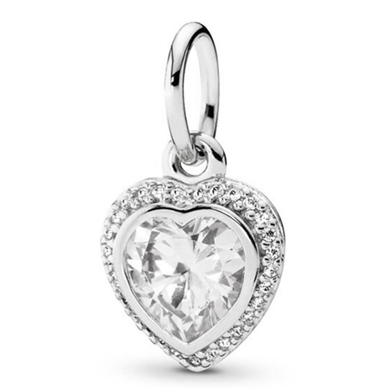 Silver diamond heart pendant