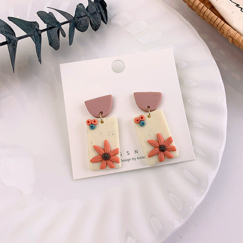 Polymer clay flower earrings