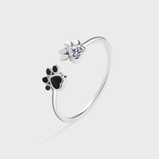 Sterling silver pet paw print ring