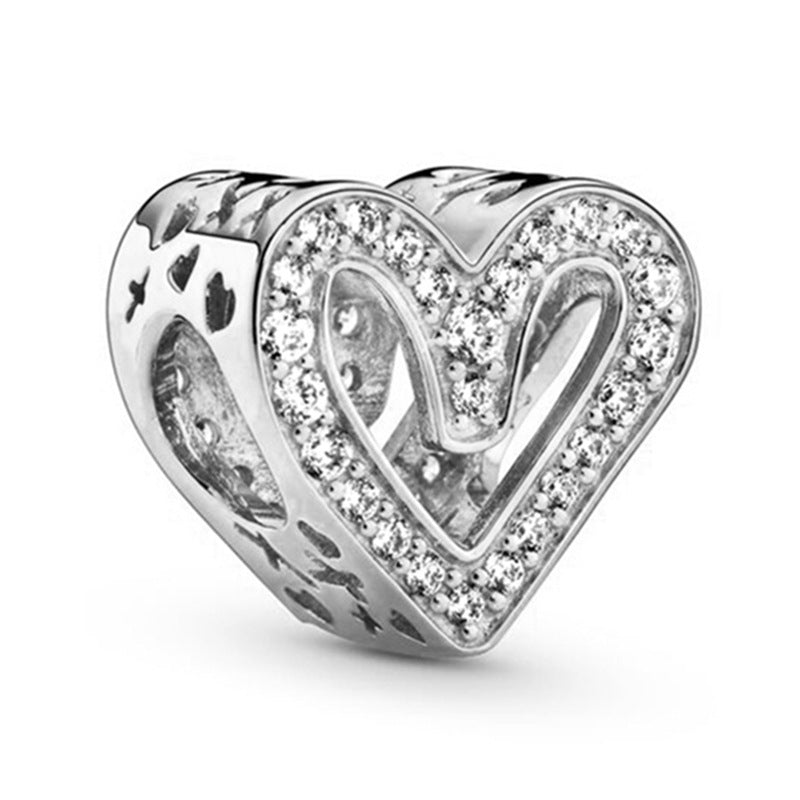 Silver diamond heart pendant