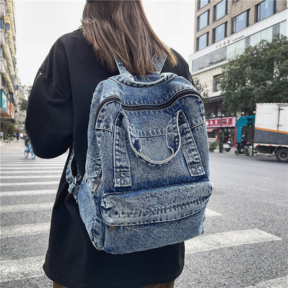 Denim Student Backpack Schoolbag