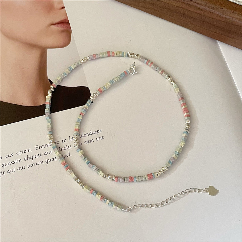 Sterling silver colorful stone necklace