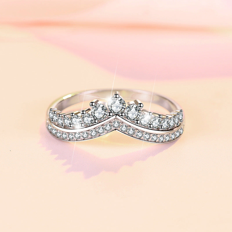 Sterling silver princess crown ring