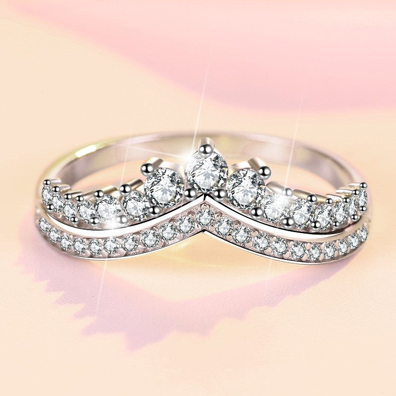 Sterling silver princess crown ring