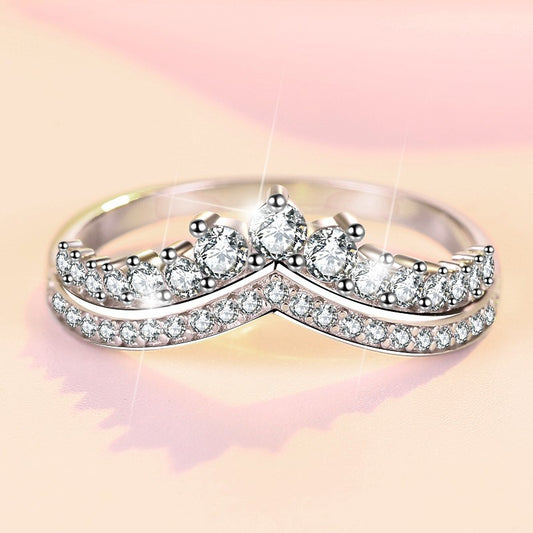 Sterling silver princess crown ring