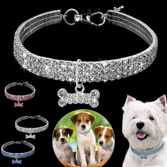 Rhinestone Elastic Pet Necklace