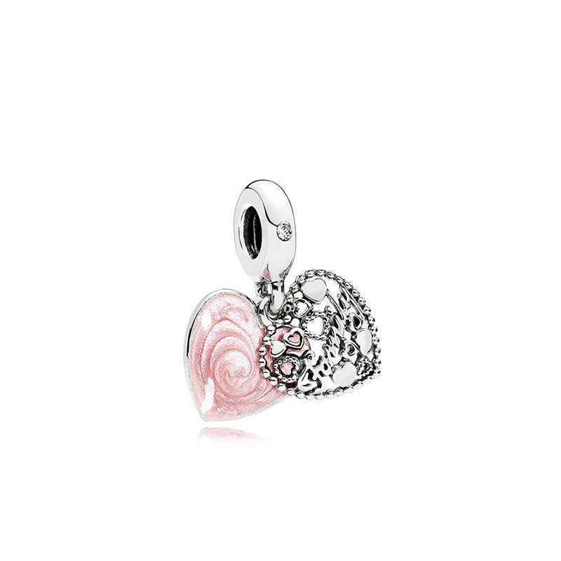 White copper love pink primrose pendant