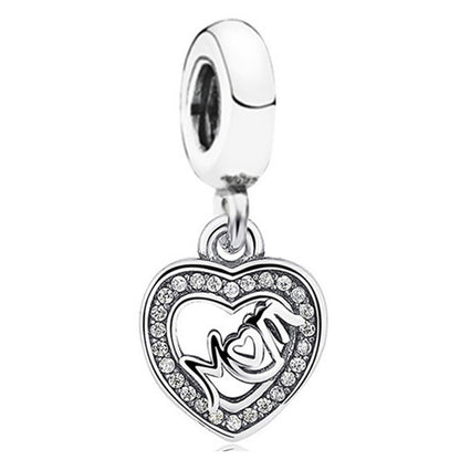 Silver diamond heart pendant