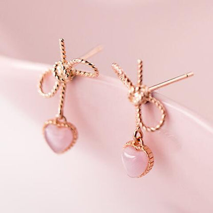 Bow pink earrings