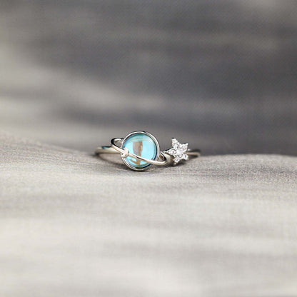 Fingertip star moon earth ring