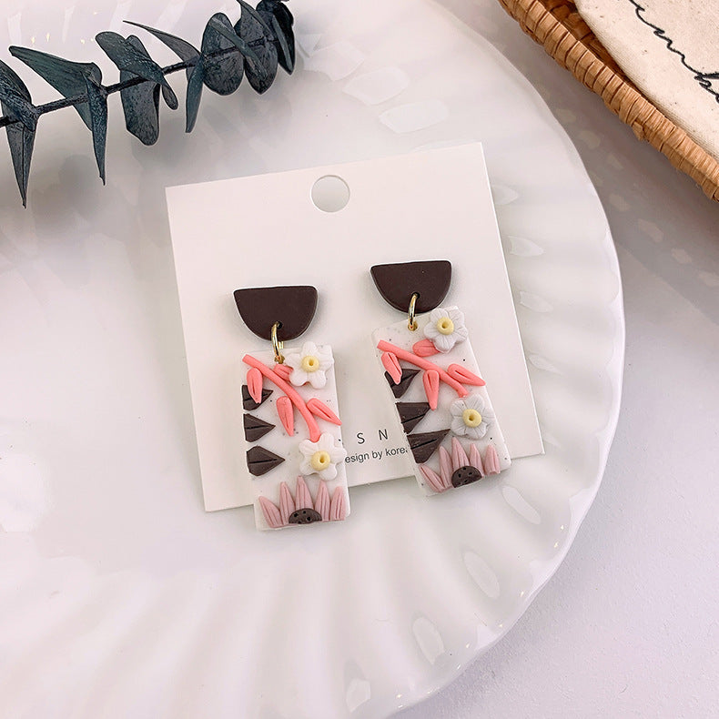 Polymer clay flower earrings