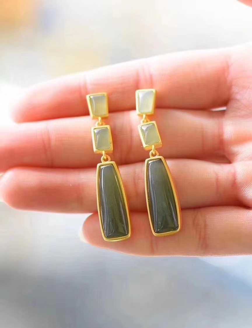 Sterling silver jade earrings