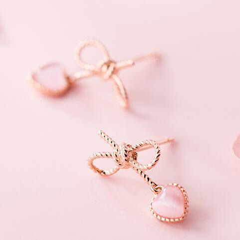 Bow pink earrings