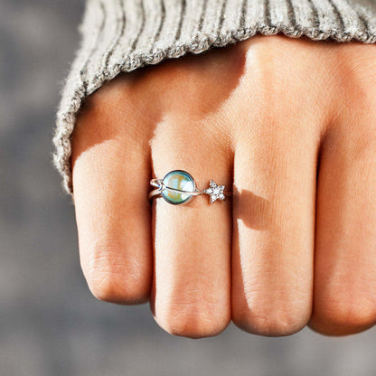 Fingertip star moon earth ring